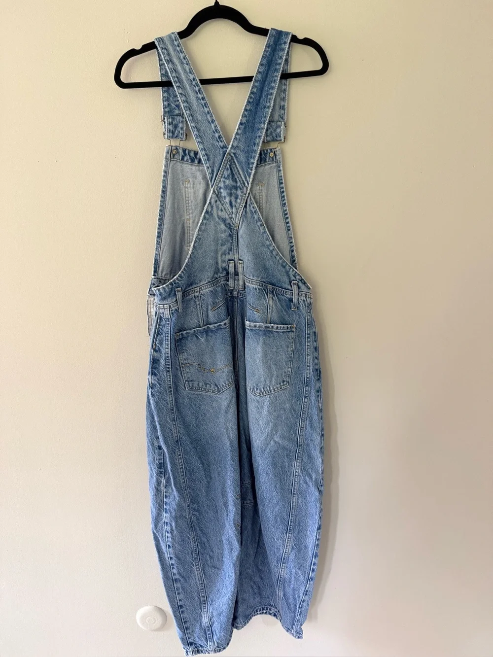 Free People Light Wash Denim Overalls